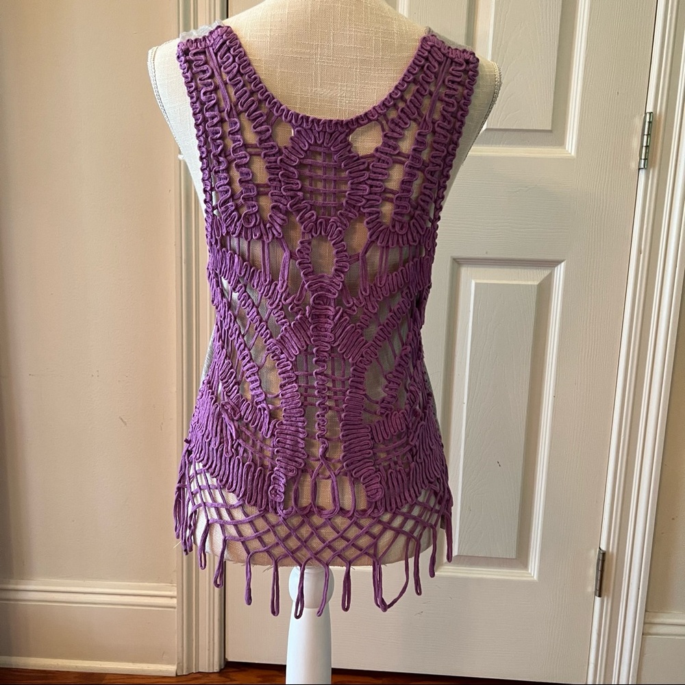Umgee size small crochet gray and purple top.